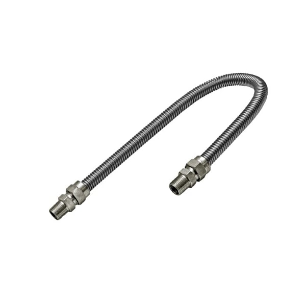 Flextron Gas Line Hose 1/2'' O.D. x 24'' Length with 1/2" MIP Fittings, Stainless Steel Flexible Connector FTGC-SS38-24A - main